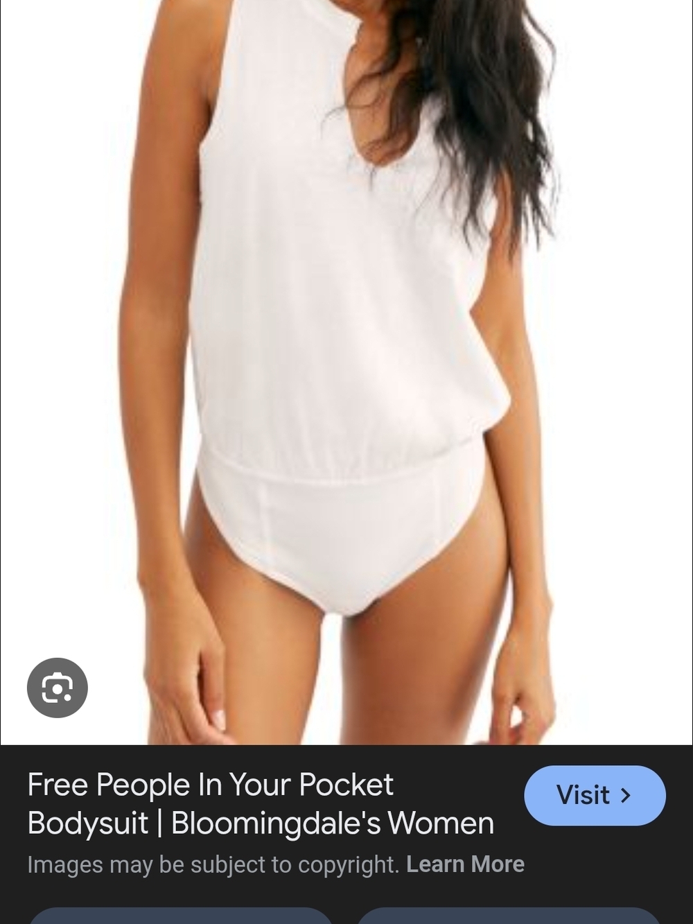 Free People "In Your Pocket" Bodysuit White Sleeveless Bodysuit